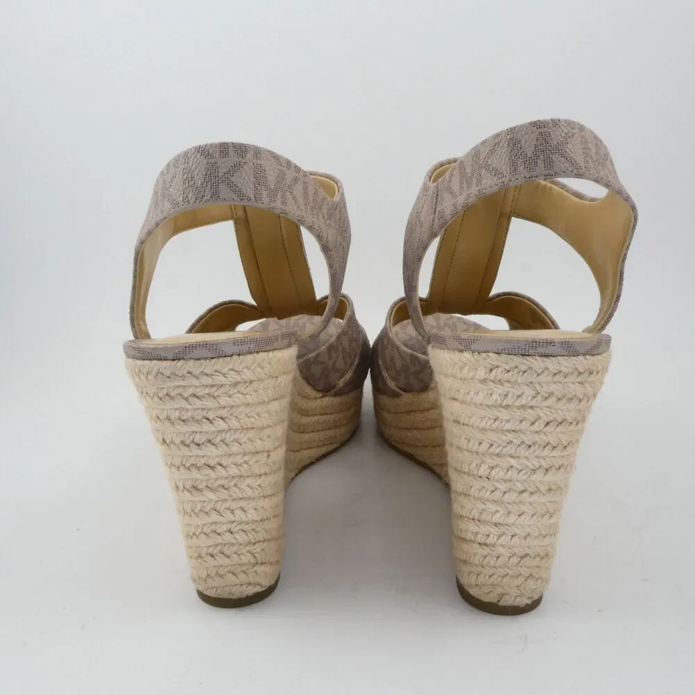 Michael Kors Women's US Size 10 M Vanilla White Wedge Sandals Signature Damita
